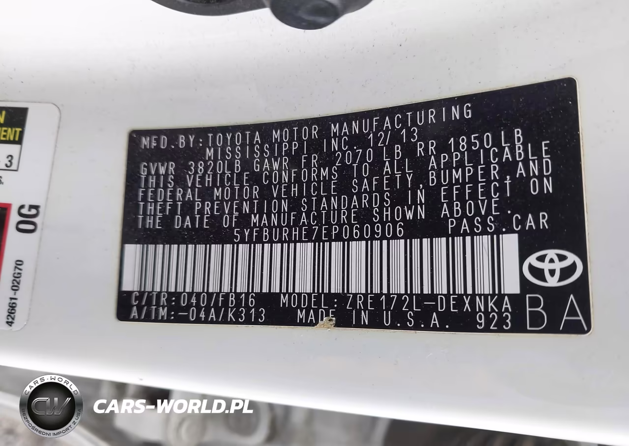 2014 Toyota Corolla Le Plus VIN:5YFBURHE7EP060906 - 9