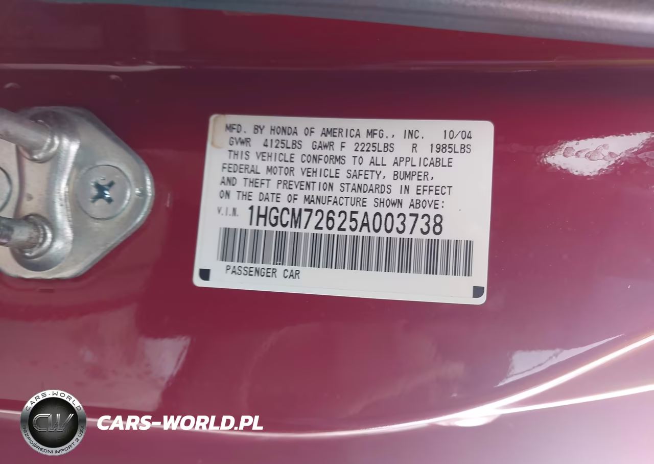 2005 Honda Accord 2.4 Ex VIN:1HGCM72625A003738 - 9