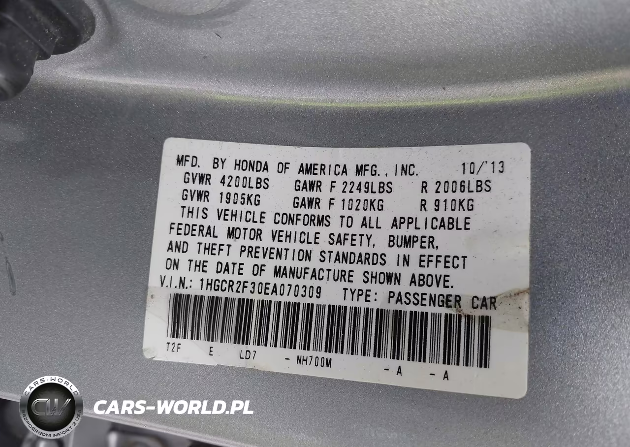 2014 Honda Accord Lx VIN:1HGCR2F30EA070309 - 9