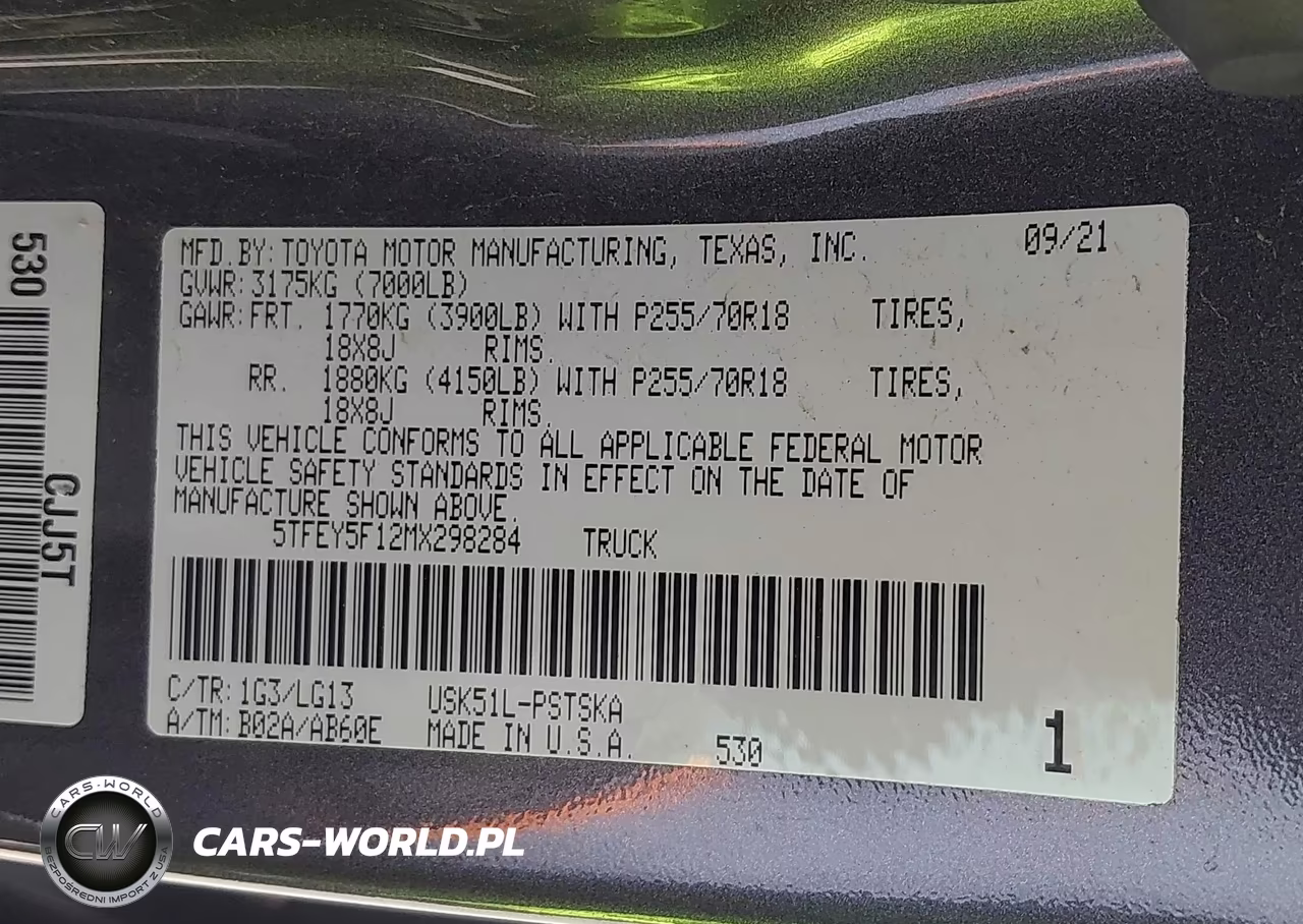 2021 Toyota Tundra Sr5 VIN:5TFEY5F12MX298284 - 9