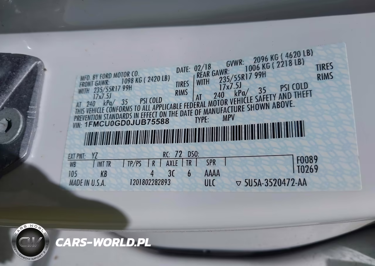 2018 Ford Escape Se VIN:1FMCU0GD0JUB75588 - 9