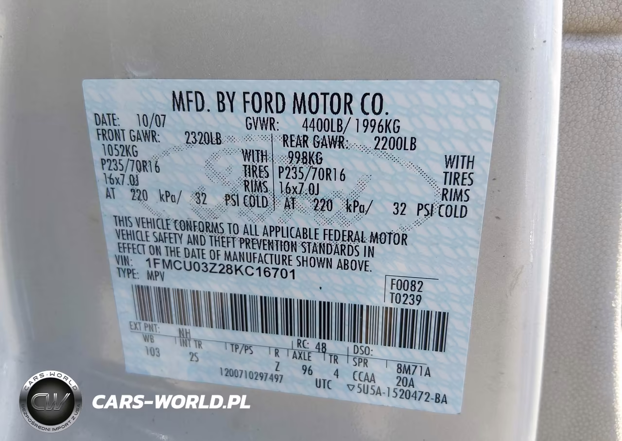 2008 Ford Escape Xlt VIN:1FMCU03Z28KC16701 - 9