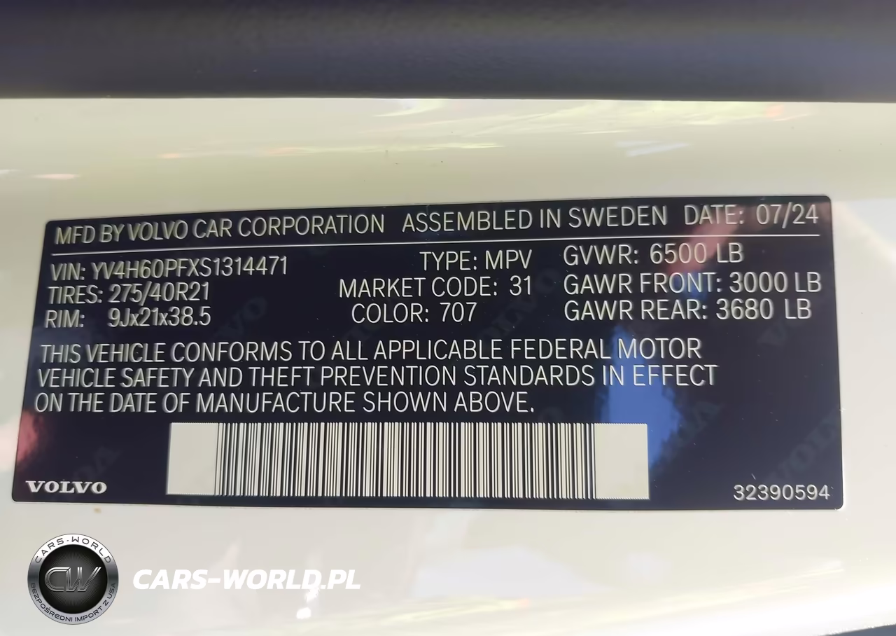 2025 Volvo Xc90 Plug-In Hybrid T8 Ultra 7-Seater VIN:YV4H60PFXS1314471 - 9