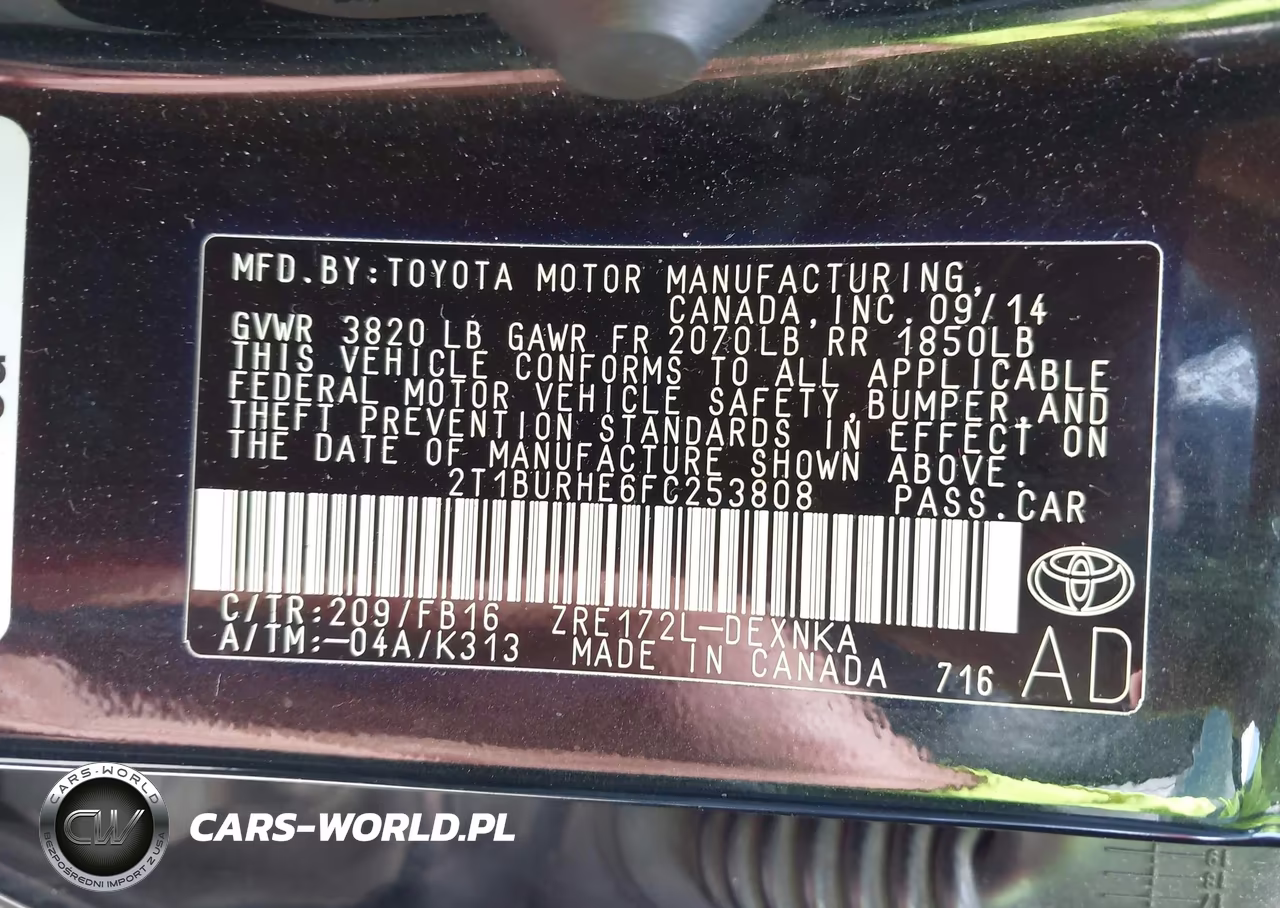 2015 Toyota Corolla Le VIN:2T1BURHE6FC253808 - 9
