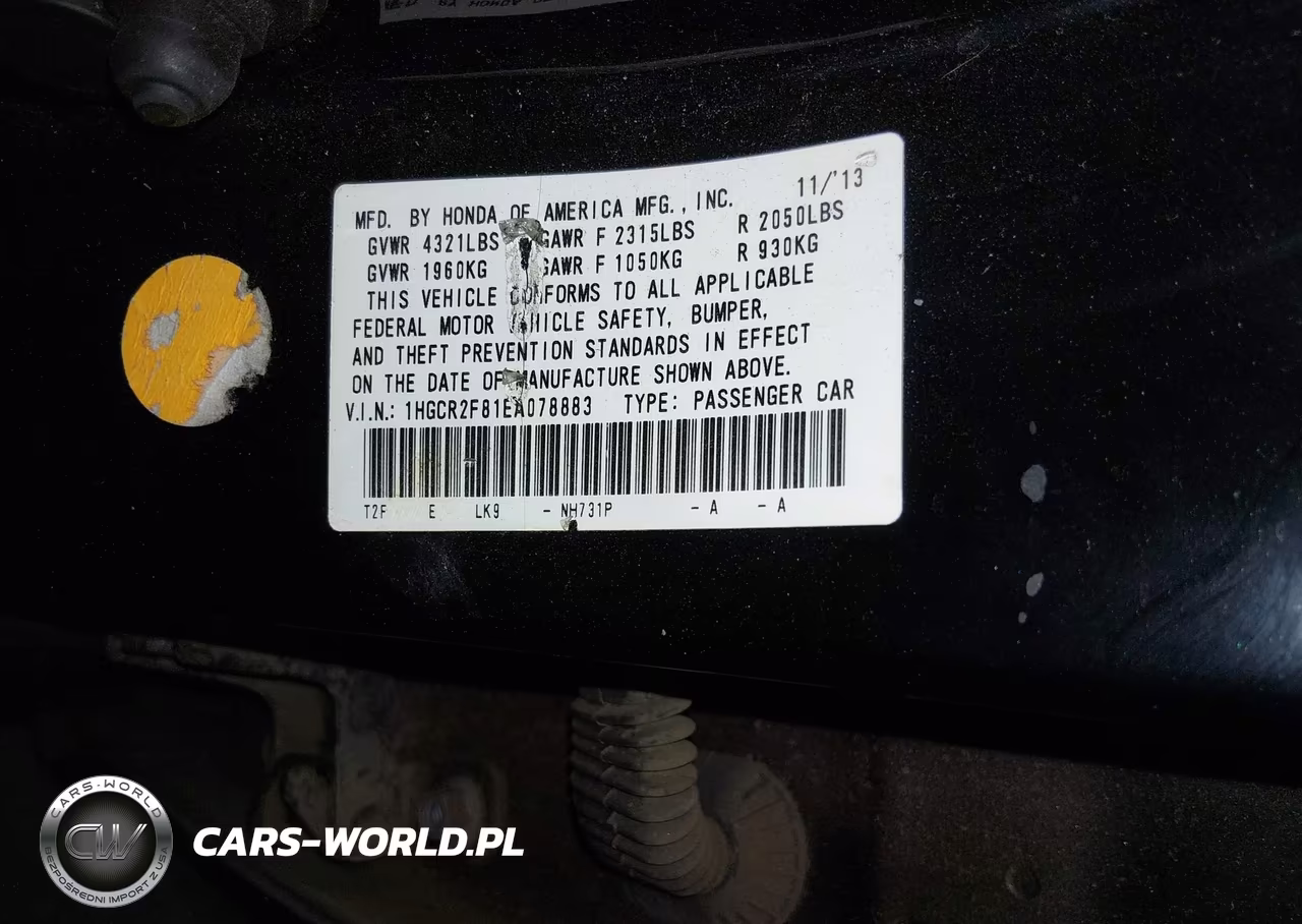 2014 Honda Accord Ex-L VIN:1HGCR2F81EA078883 - 9