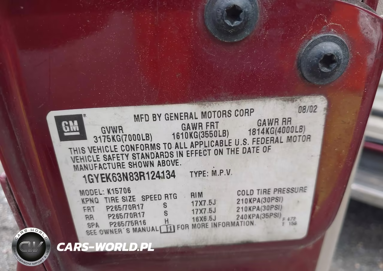 2003 Cadillac Escalade Standard VIN:1GYEK63N83R124134 - 9
