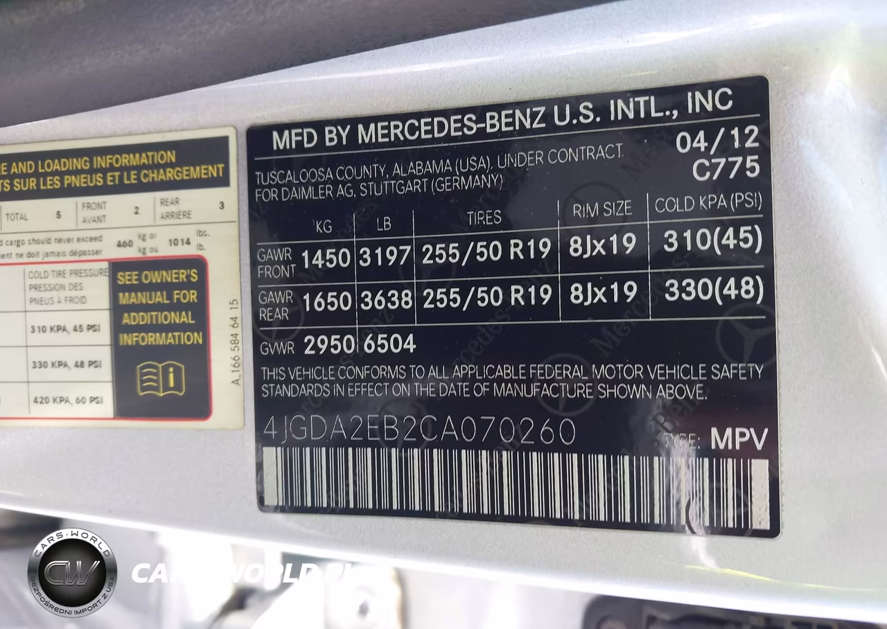 2012 Mercedes-Benz Ml 350 Bluetec 4Matic VIN:4JGDA2EB2CA070260 - 9