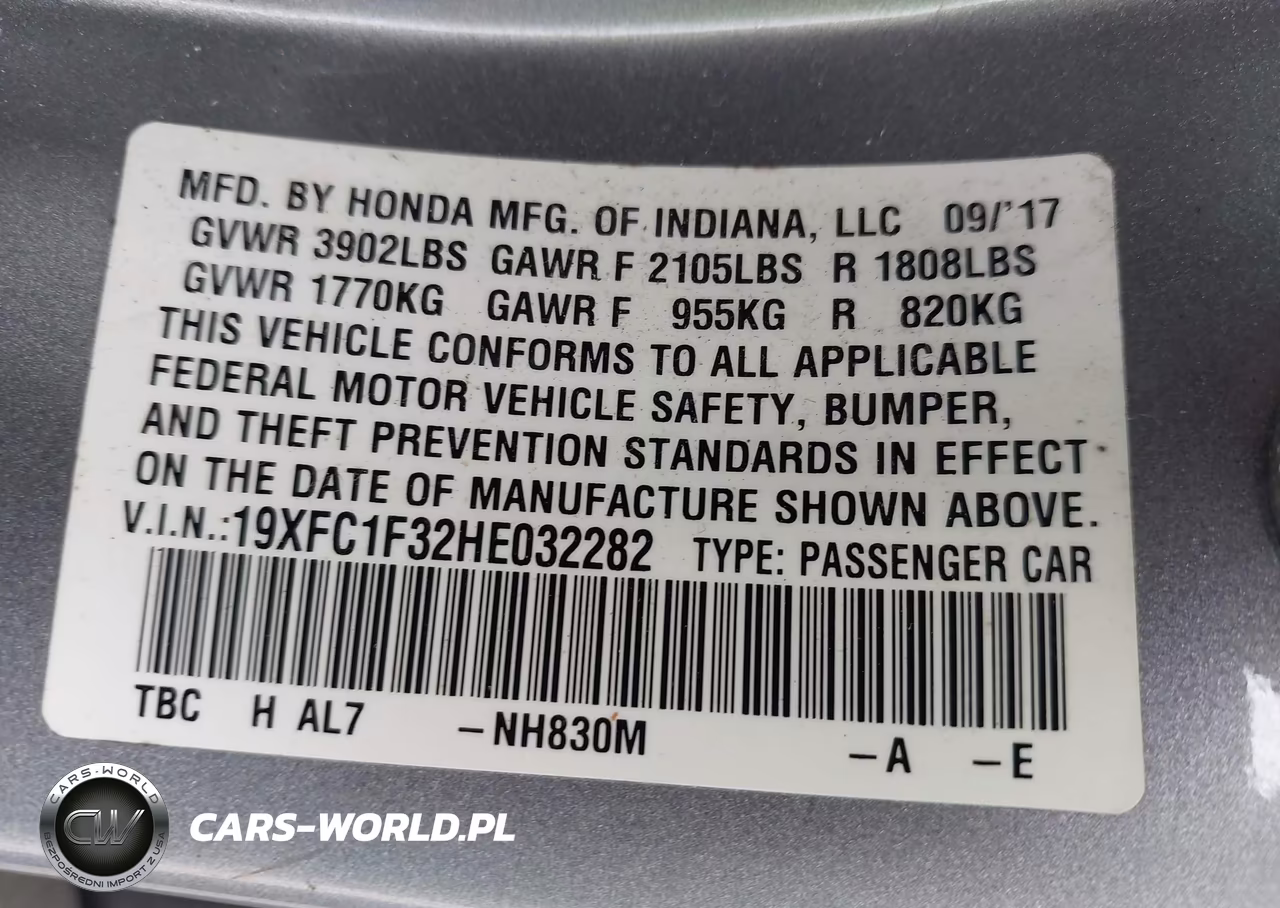 2017 Honda Civic Ex-T VIN:19XFC1F32HE032282 - 9