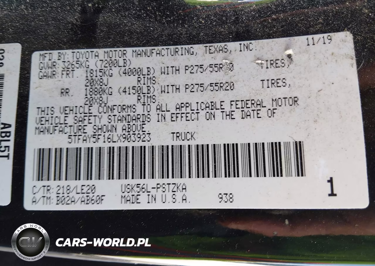 2020 Toyota Tundra Platinum VIN:5TFAY5F16LX903923 - 9