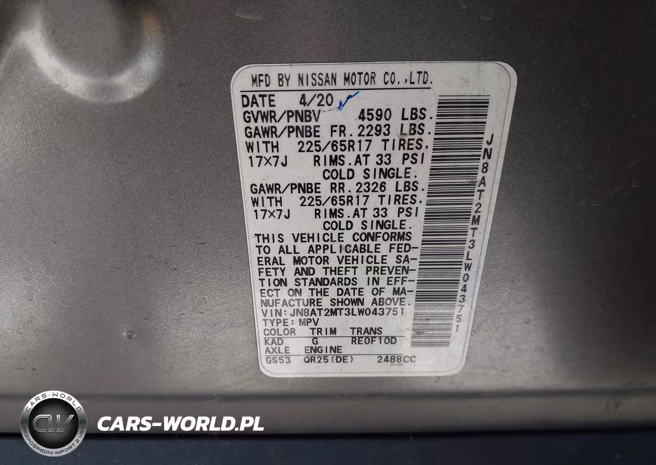 2020 Nissan Rogue S Fwd VIN:JN8AT2MT3LW043751 - 9