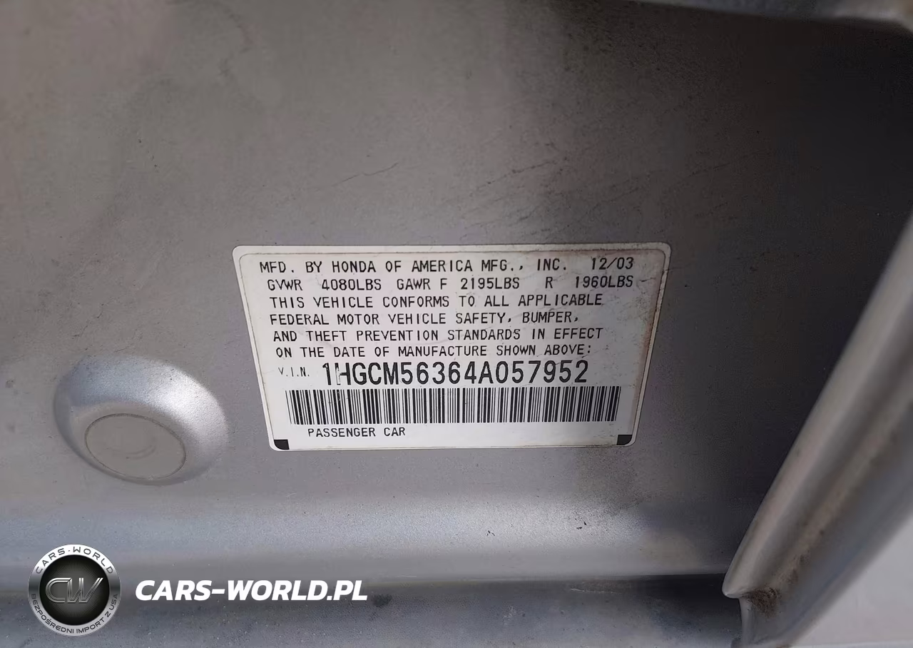 2004 Honda Accord 2.4 Lx VIN:1HGCM56364A057952 - 9