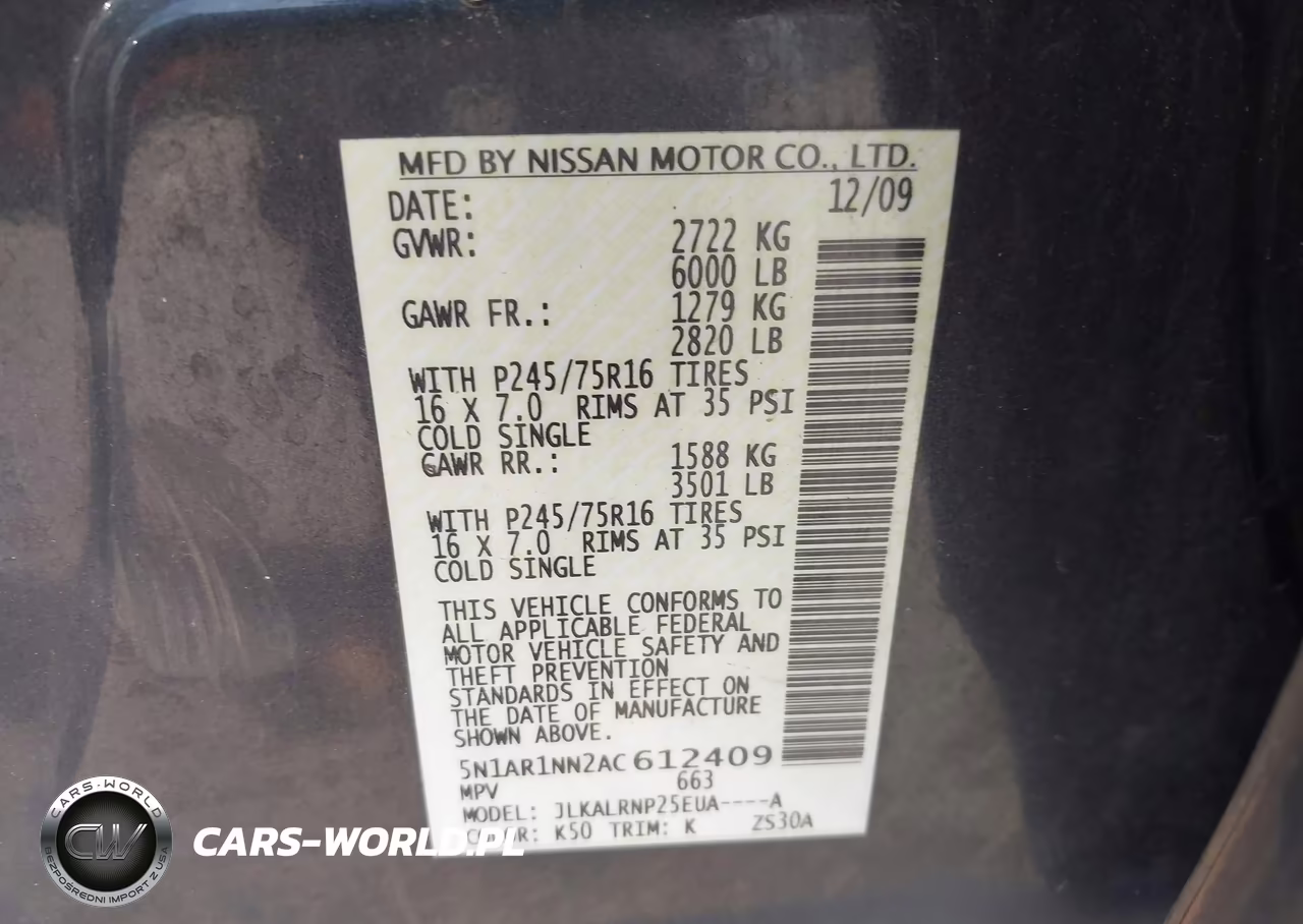 2010 Nissan Pathfinder S Fe+ VIN:5N1AR1NN2AC612409 - 9