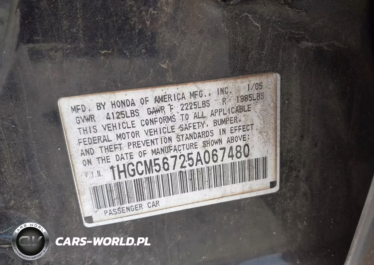 2005 Honda Accord 2.4 Ex VIN:1HGCM56725A067480 - 9