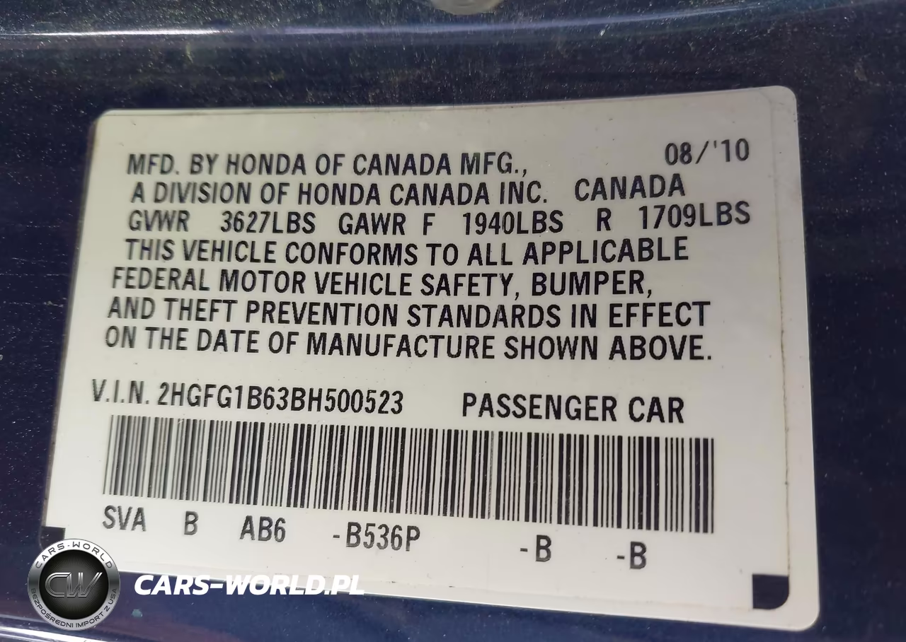 2011 Honda Civic Lx VIN:2HGFG1B63BH500523 - 9