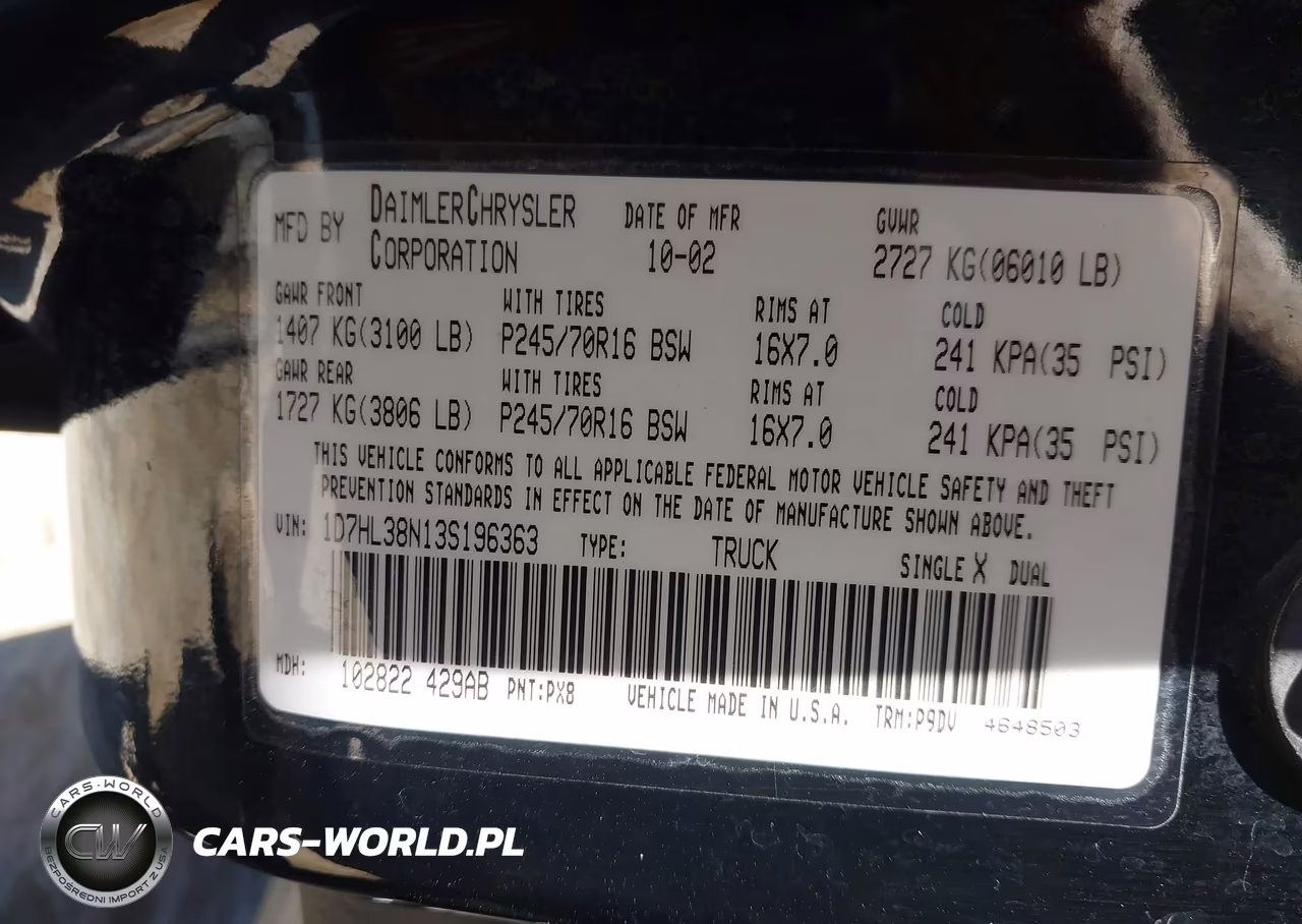 2003 Dodge Dakota Sport-Sxt VIN:1D7HL38N13S196363 - 9