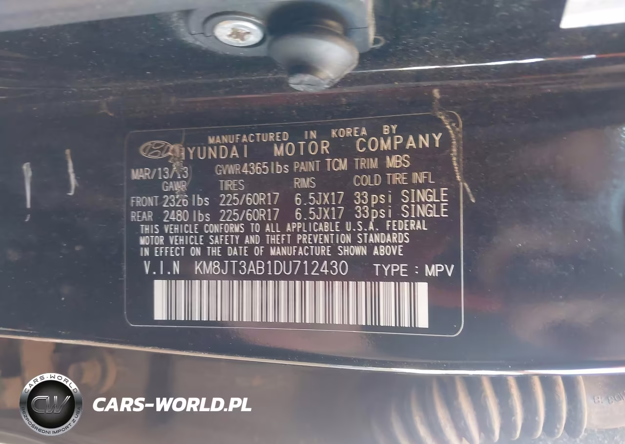 2013 Hyundai Tucson Gl VIN:KM8JT3AB1DU712430 - 9