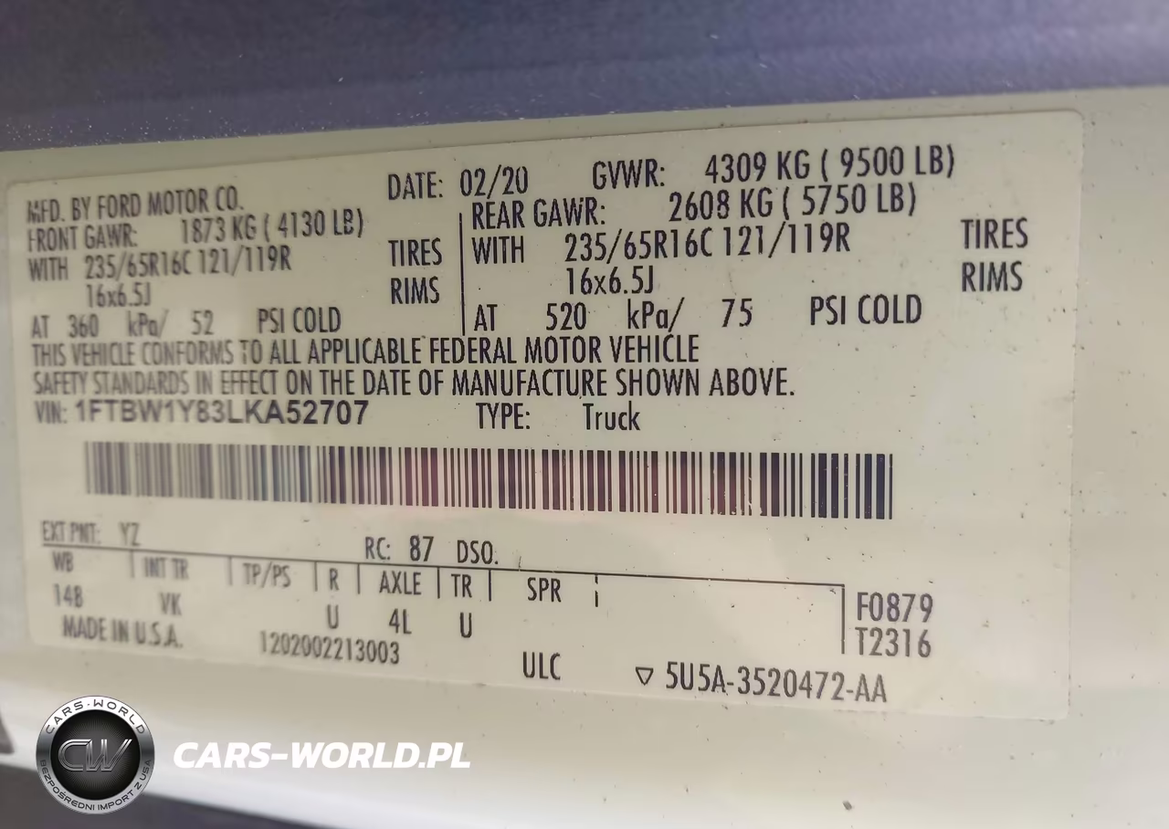 2020 Ford Transit-350 VIN:1FTBW1Y83LKA52707 - 9