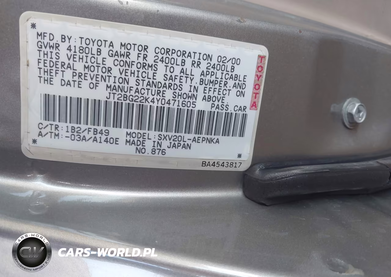 2000 Toyota Camry Le VIN:JT2BG22K4Y0471605 - 9