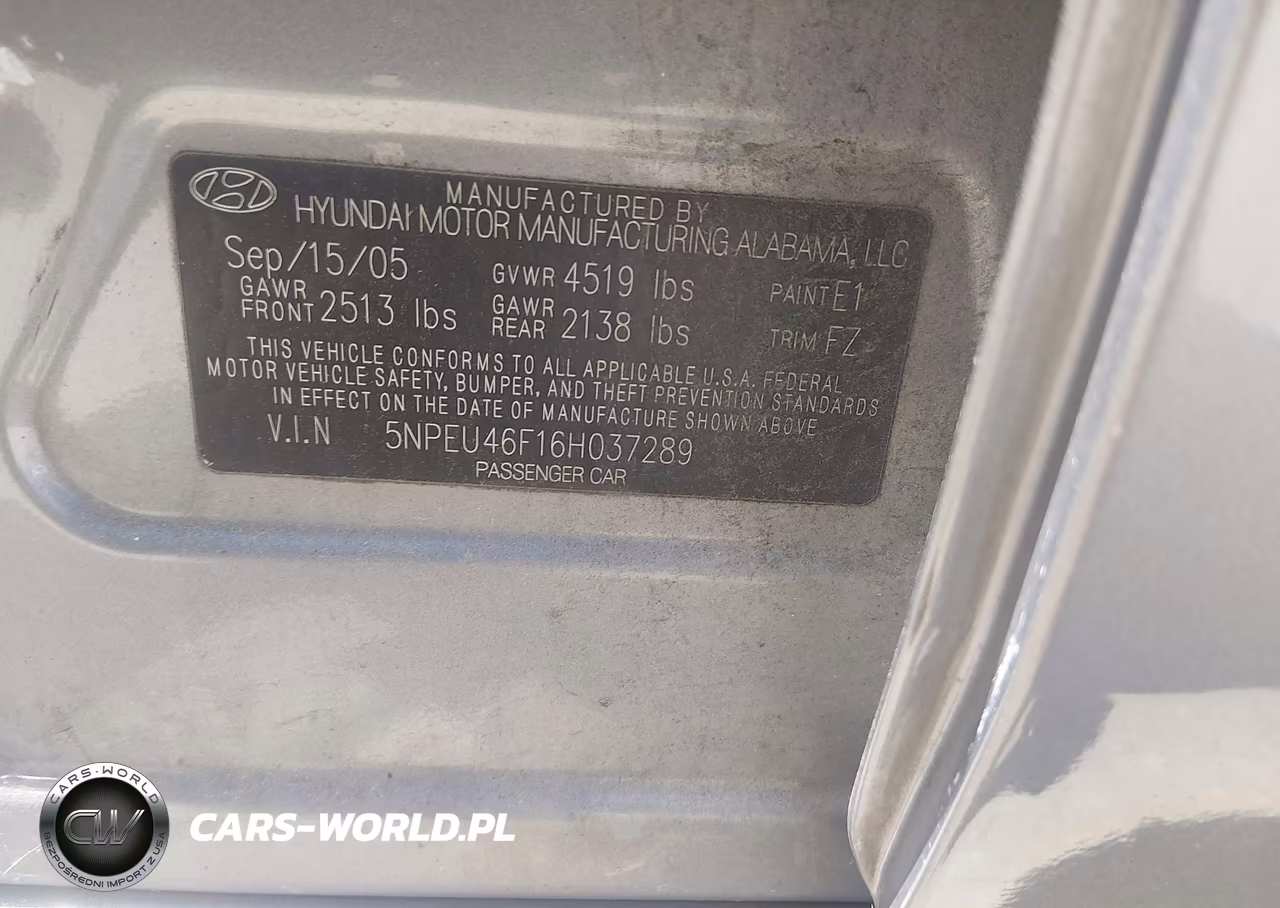 2006 Hyundai Sonata Gls V6-Lx V6 VIN:5NPEU46F16H037289 - 9