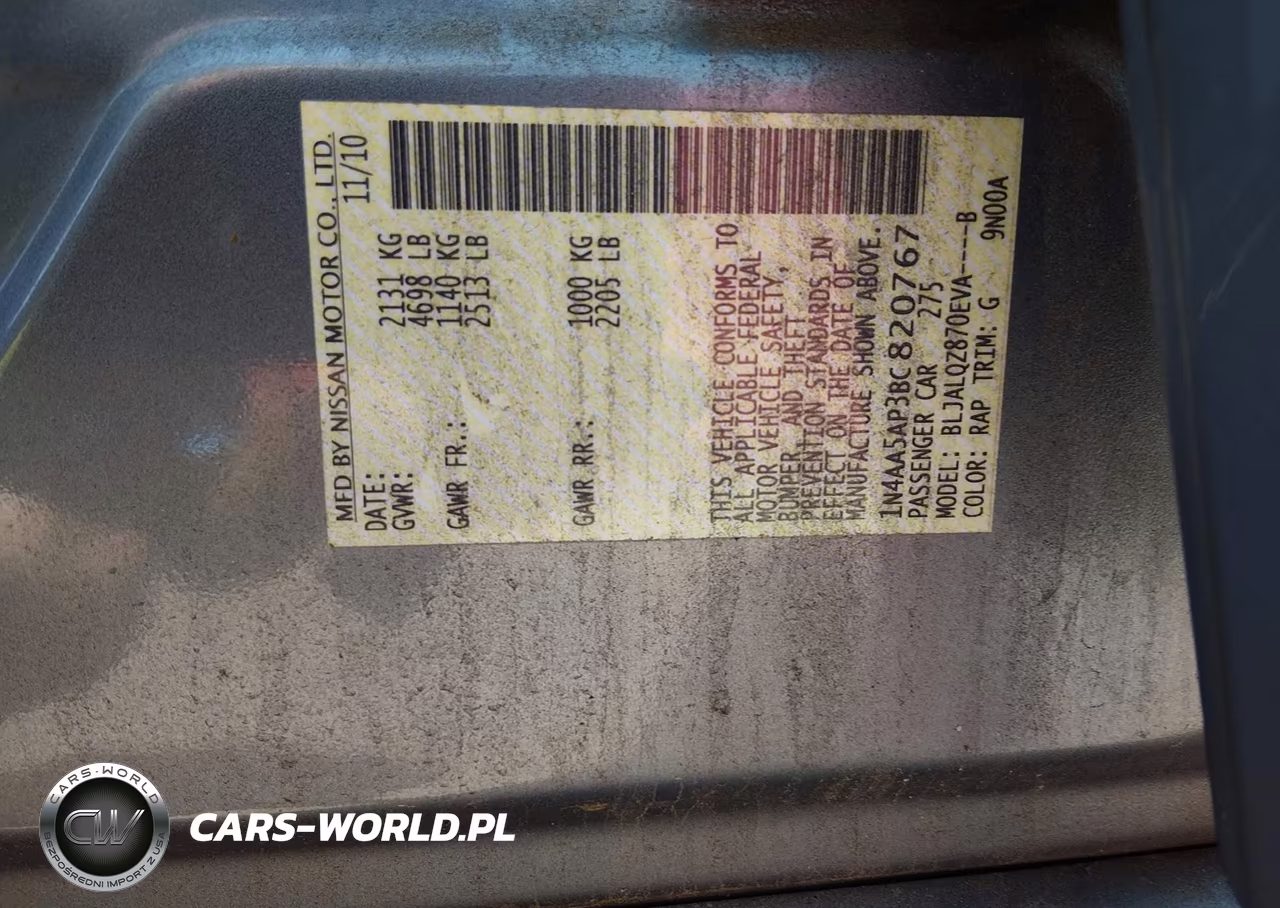 2011 Nissan Maxima 3.5 S VIN:1N4AA5AP3BC820767 - 9