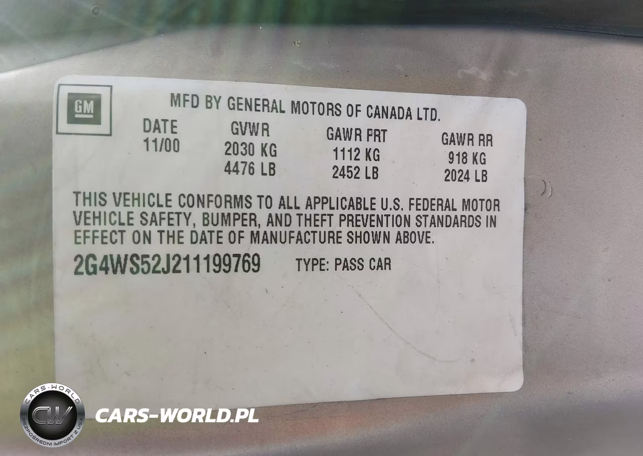 2001 Buick Century Custom VIN:2G4WS52J211199769 - 9