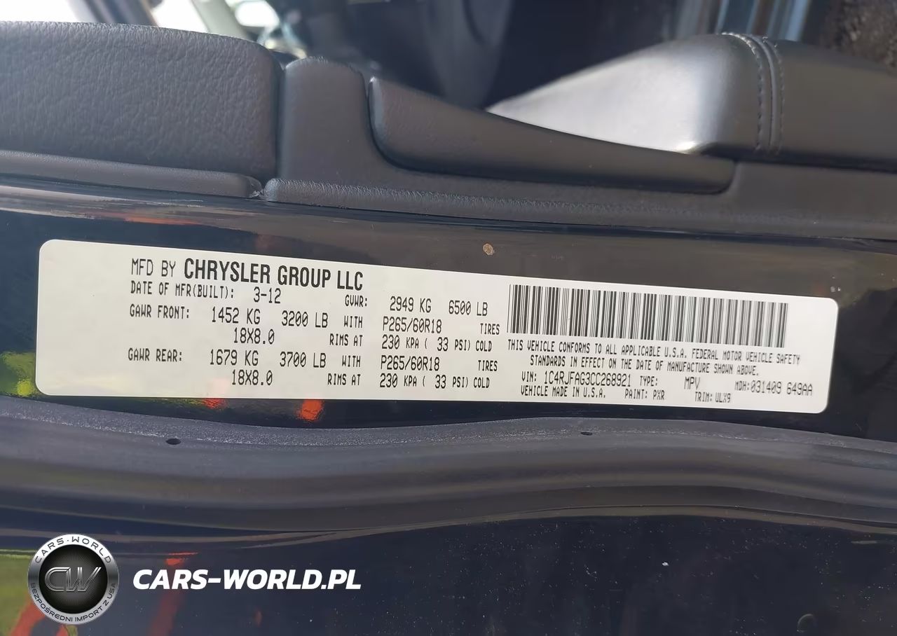 2012 Jeep Grand Cherokee Laredo VIN:1C4RJFAG3CC268921 - 9
