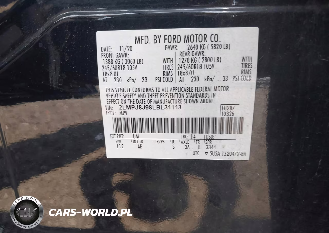 2020 Lincoln Nautilus Standard VIN:2LMPJ8J98LBL31113 - 9