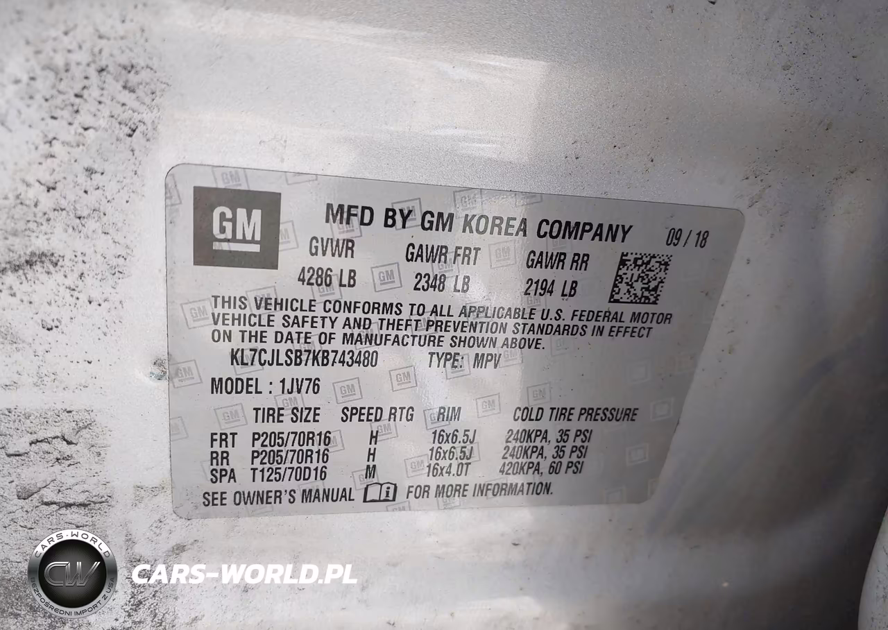 2019 Chevrolet Trax Lt VIN:KL7CJLSB7KB743480 - 9