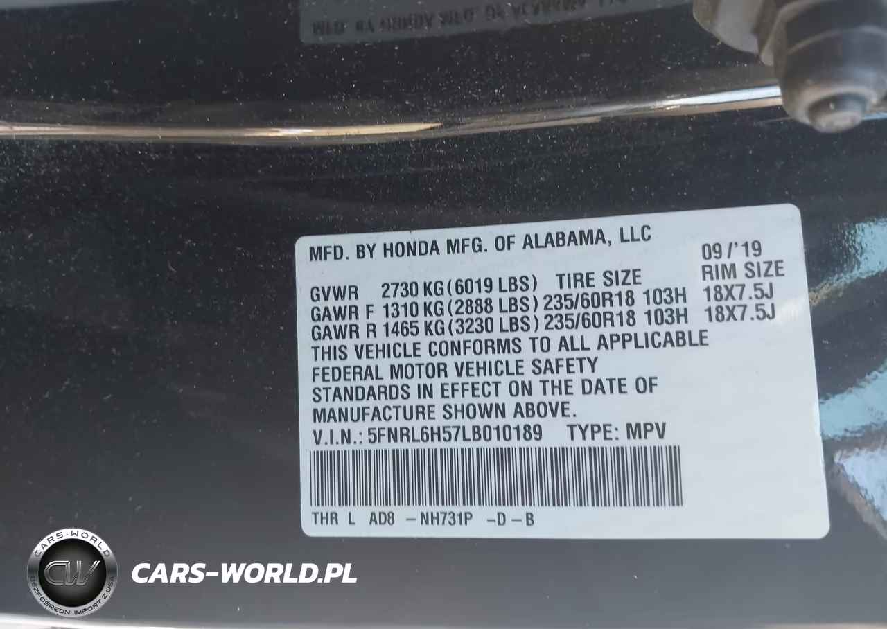 2020 Honda Odyssey Ex VIN:5FNRL6H57LB010189 - 9
