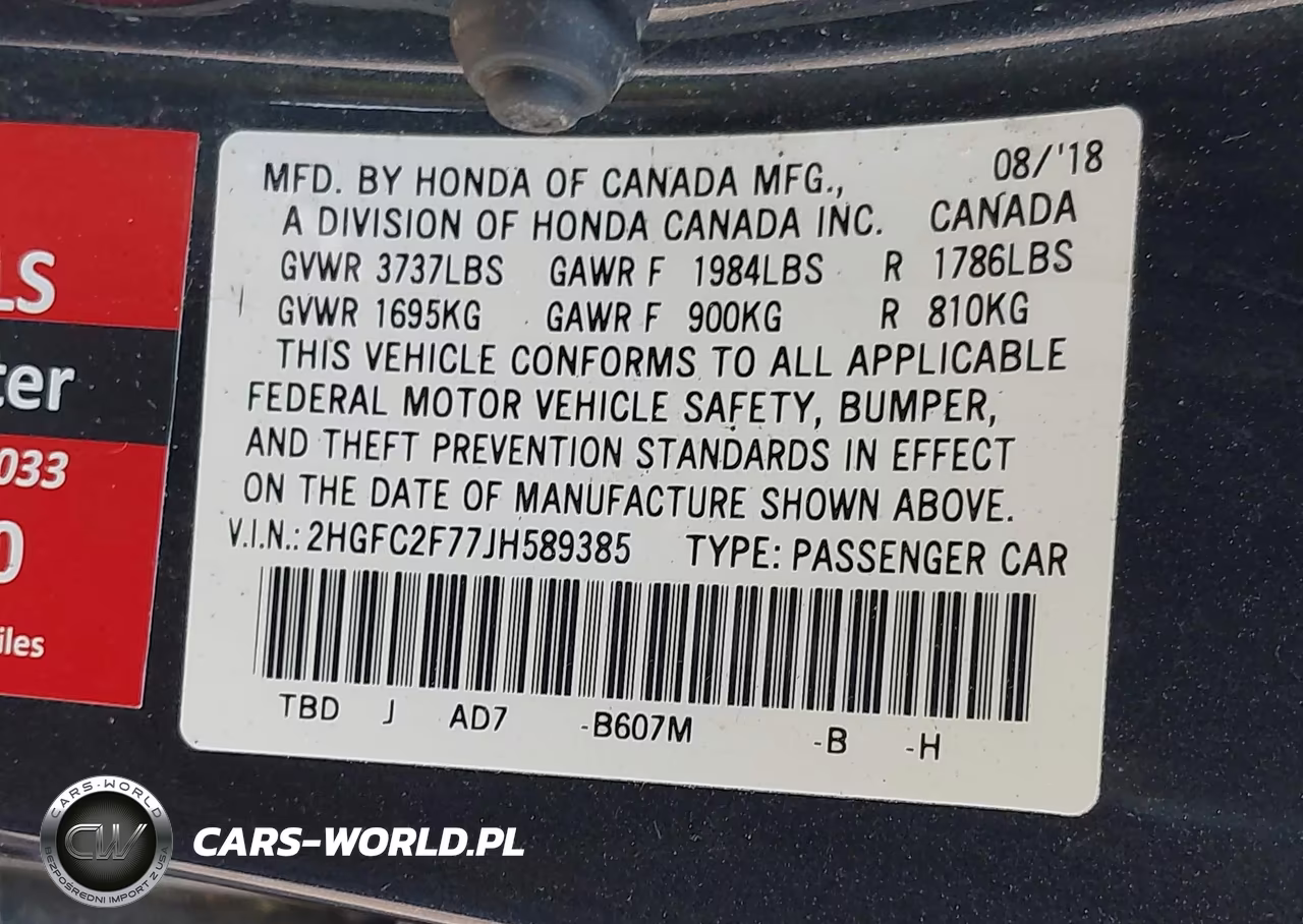 2018 Honda Civic Ex VIN:2HGFC2F77JH589385 - 9