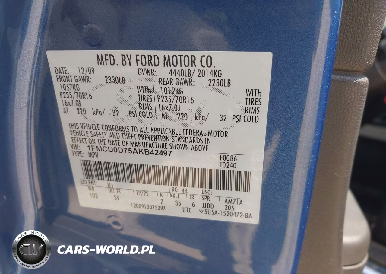 2010 Ford Escape Xlt VIN:1FMCU0D75AKB42497 - 9