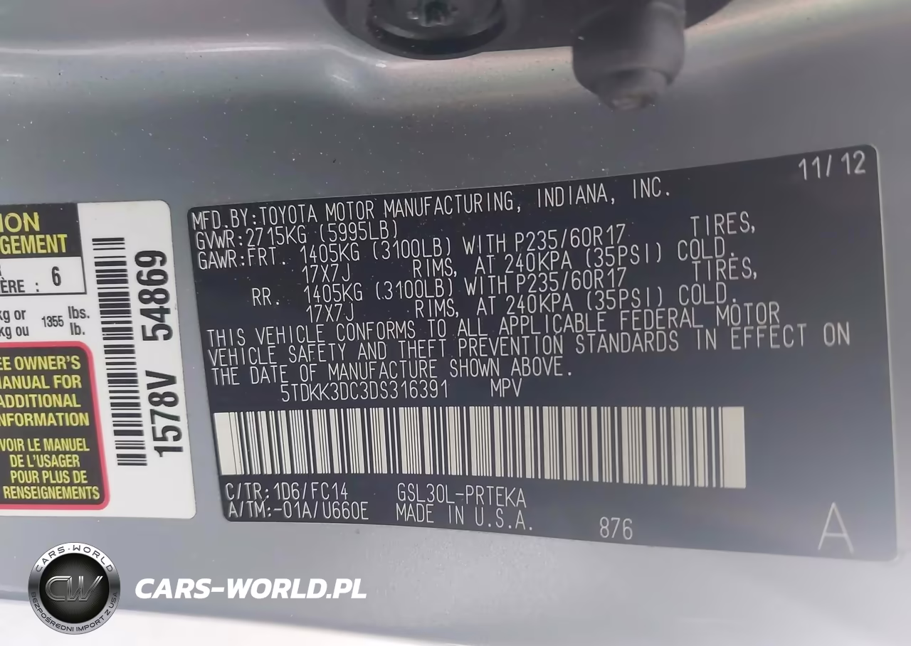 2013 Toyota Sienna Le V6 8 Passenger VIN:5TDKK3DC3DS316391 - 9