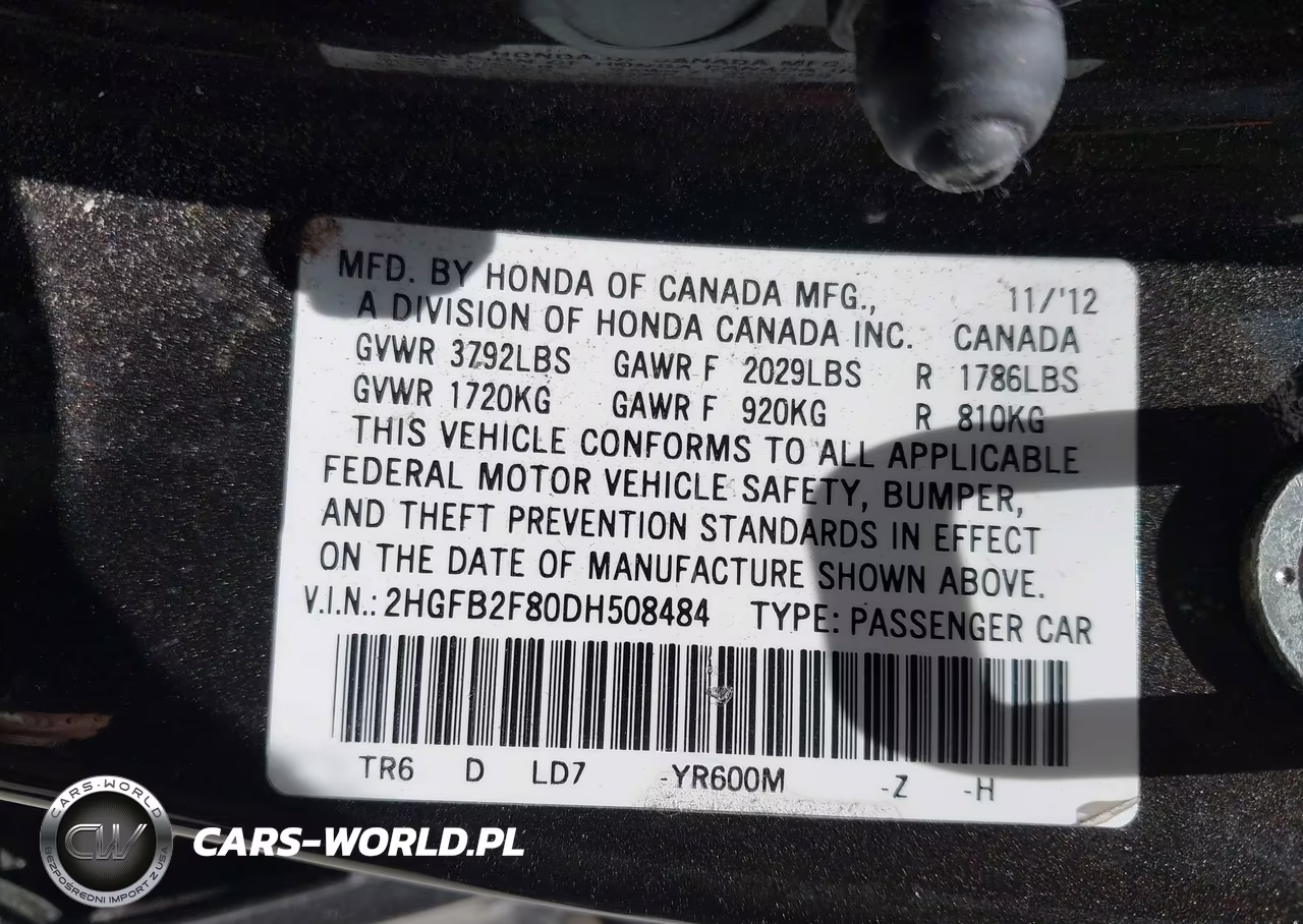 2013 Honda Civic Ex VIN:2HGFB2F80DH508484 - 9