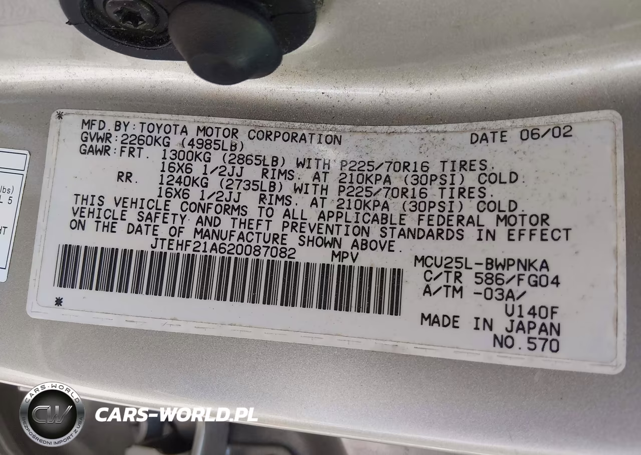 2002 Toyota Highlander V6 VIN:JTEHF21A620087082 - 9