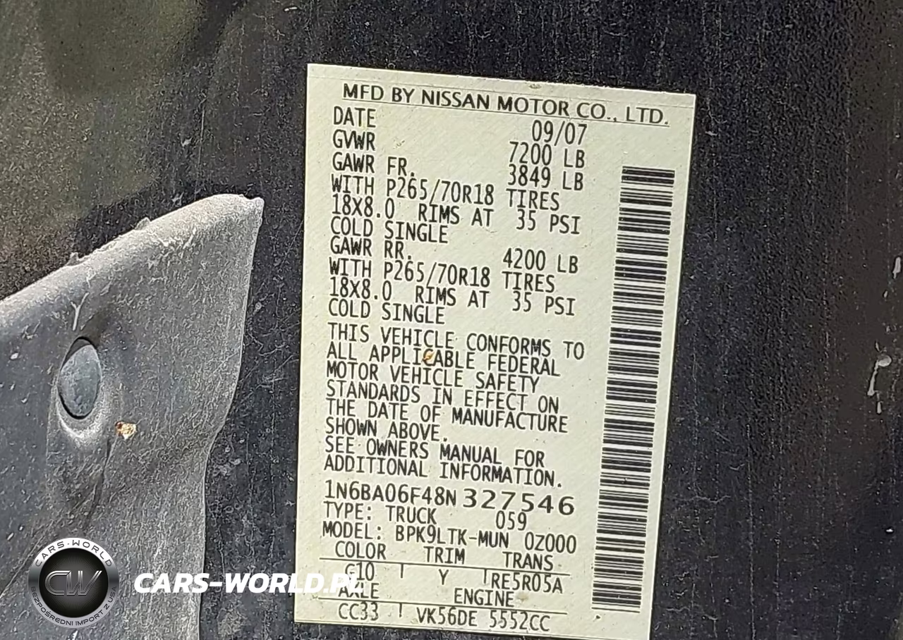 2008 Nissan Titan Se VIN:1N6BA06F48N327546 - 9