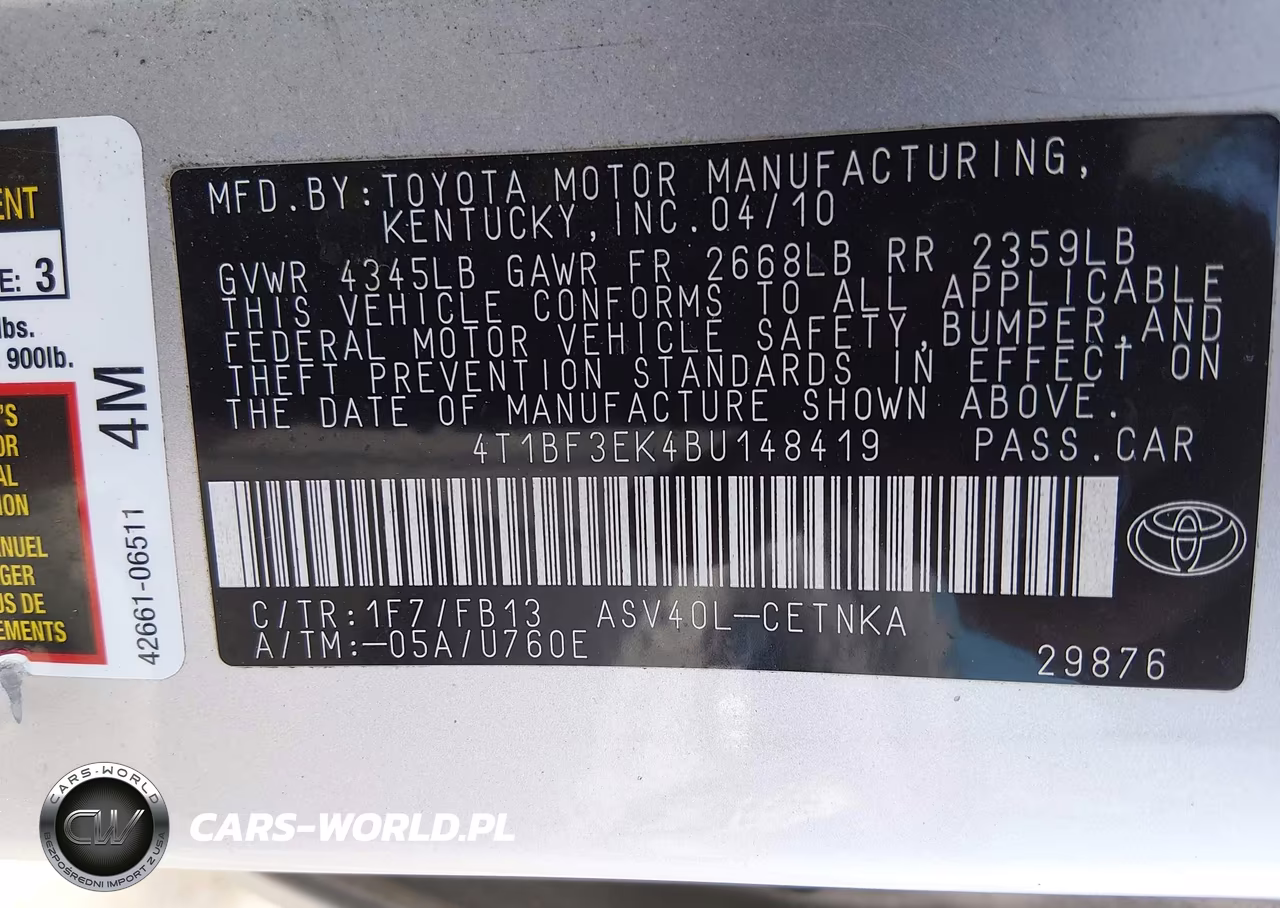 2011 Toyota Camry Le VIN:4T1BF3EK4BU148419 - 9