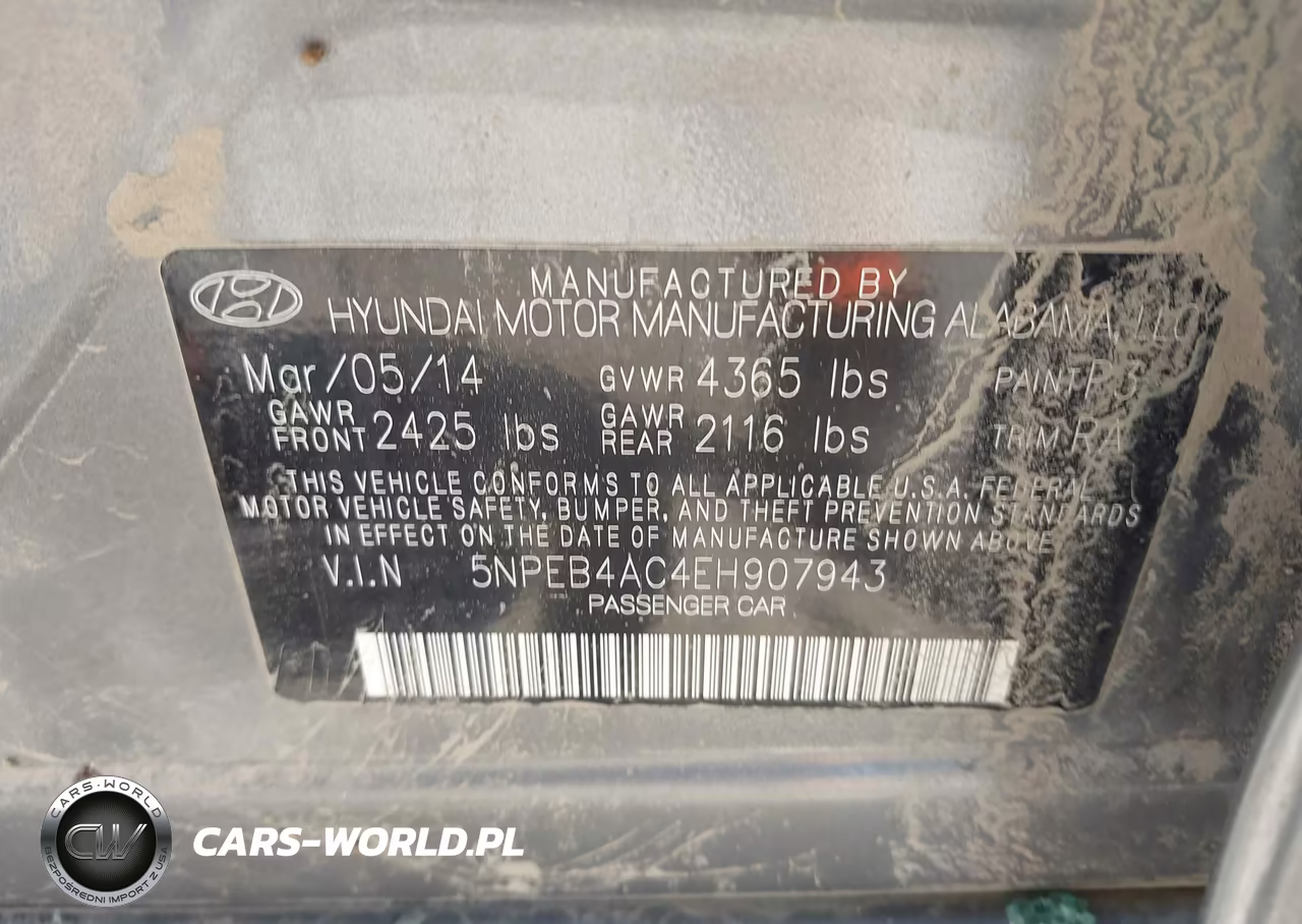 2014 Hyundai Sonata Gls VIN:5NPEB4AC4EH907943 - 9