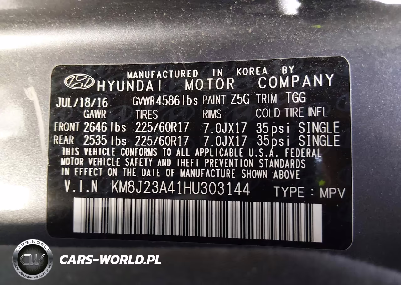 2017 Hyundai Tucson Se VIN:KM8J23A41HU303144 - 9
