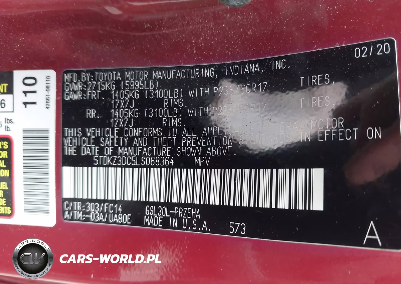 2020 Toyota Sienna Le VIN:5TDKZ3DC5LS068364 - 9