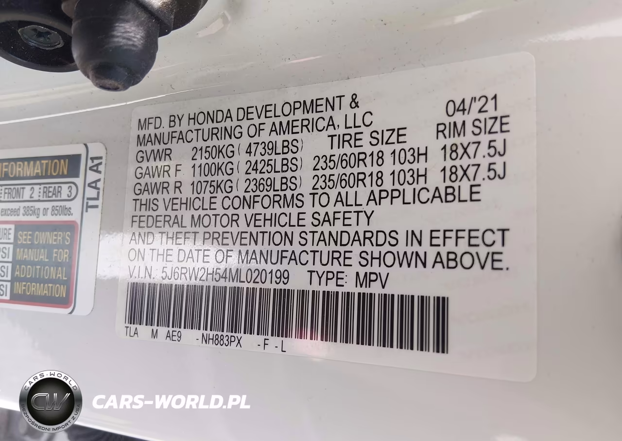 2021 Honda Cr-V Awd Ex VIN:5J6RW2H54ML020199 - 9