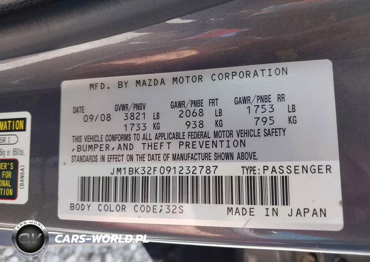 2009 Mazda Mazda3 I Sport VIN:JM1BK32F091232787 - 9