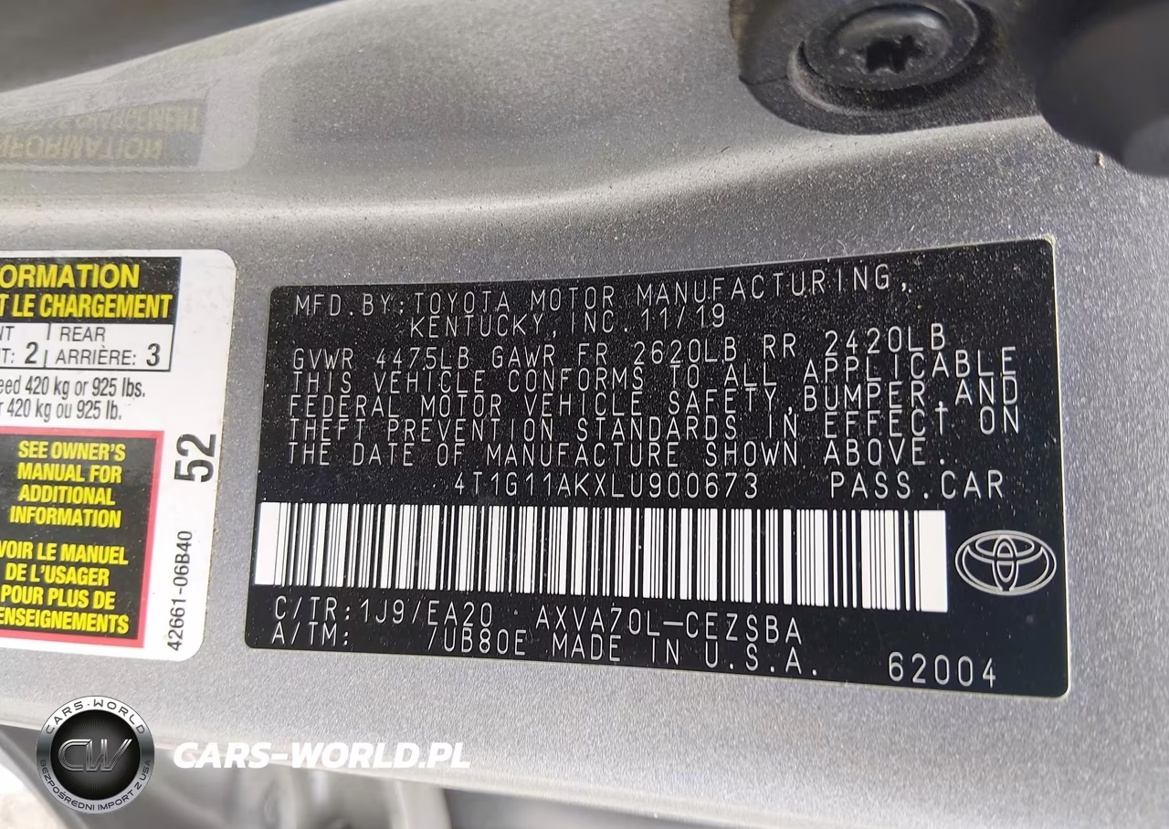 2020 Toyota Camry Se VIN:4T1G11AKXLU900673 - 9
