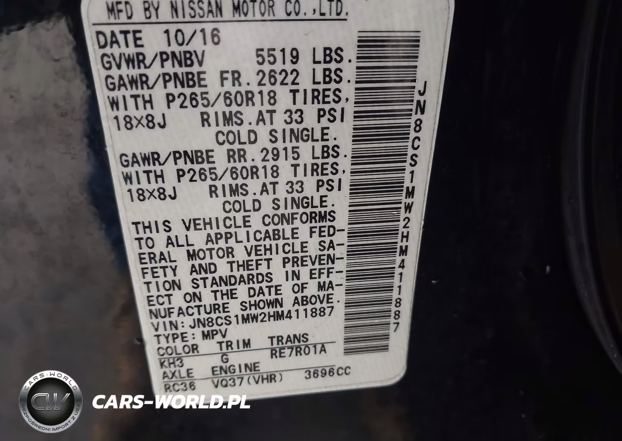 2017 Infiniti Qx70 VIN:JN8CS1MW2HM411887 - 9