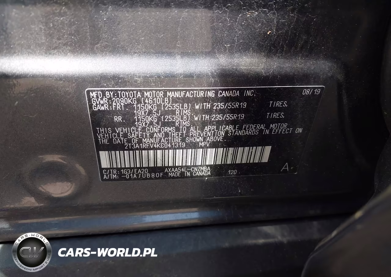 2019 Toyota Rav4 Xle Premium VIN:2T3A1RFV4KC041319 - 9