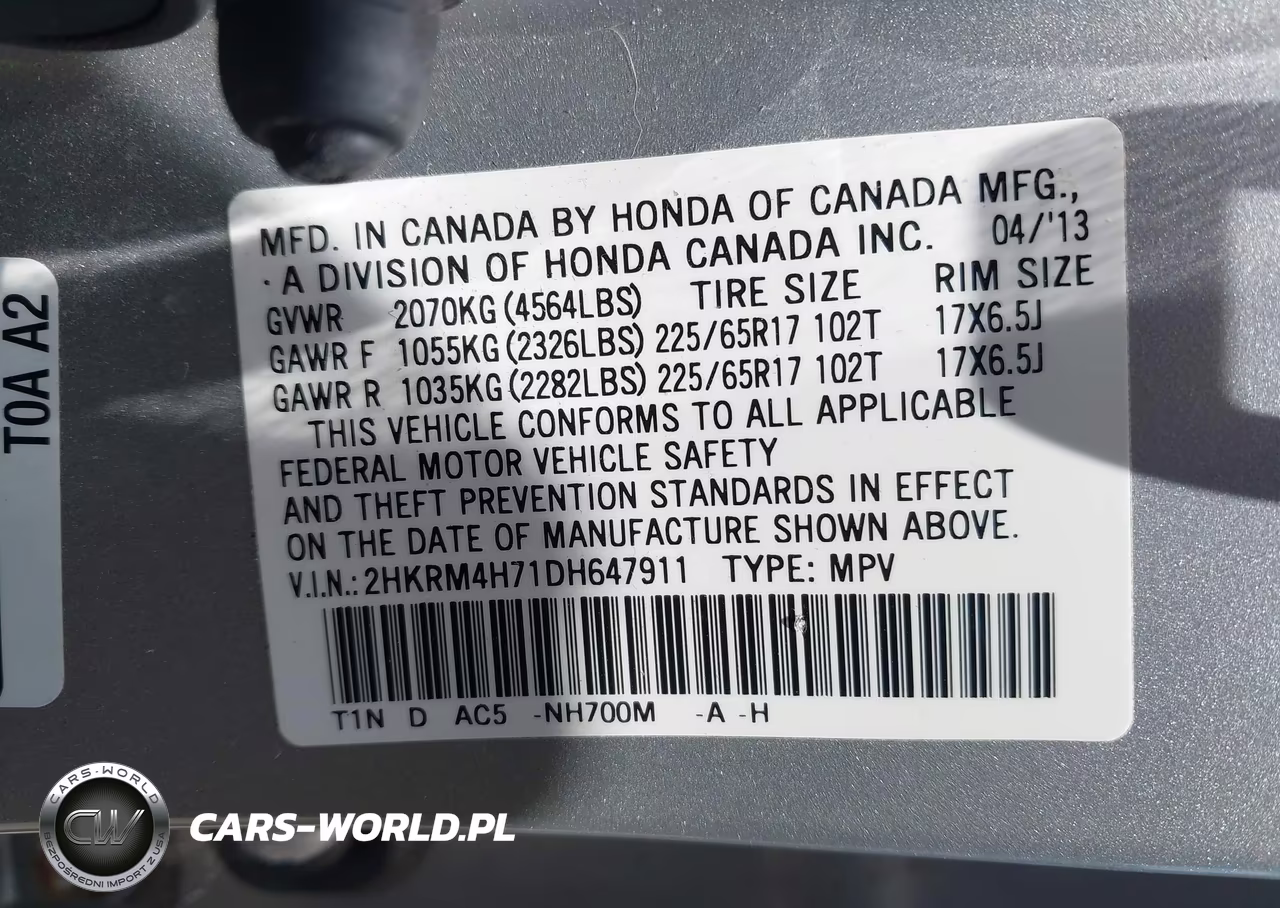 2013 Honda Cr-V Ex-L VIN:2HKRM4H71DH647911 - 9