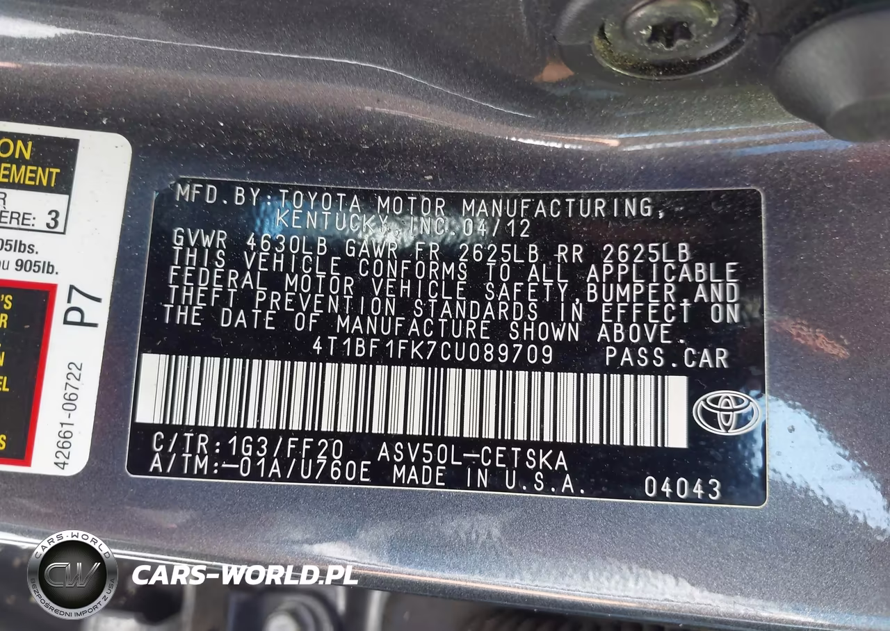2012 Toyota Camry Se VIN:4T1BF1FK7CU089709 - 9