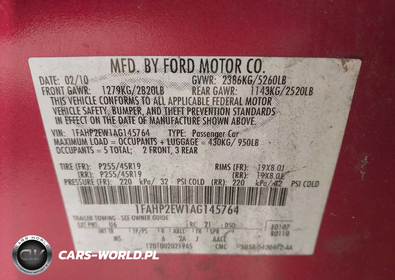 2010 Ford Taurus Sel VIN:1FAHP2EW1AG145764 - 9