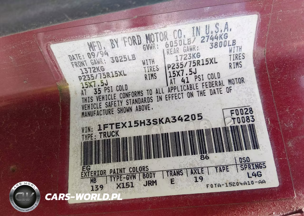 1995 Ford F150 VIN:1FTEX15H3SKA34205 - 9