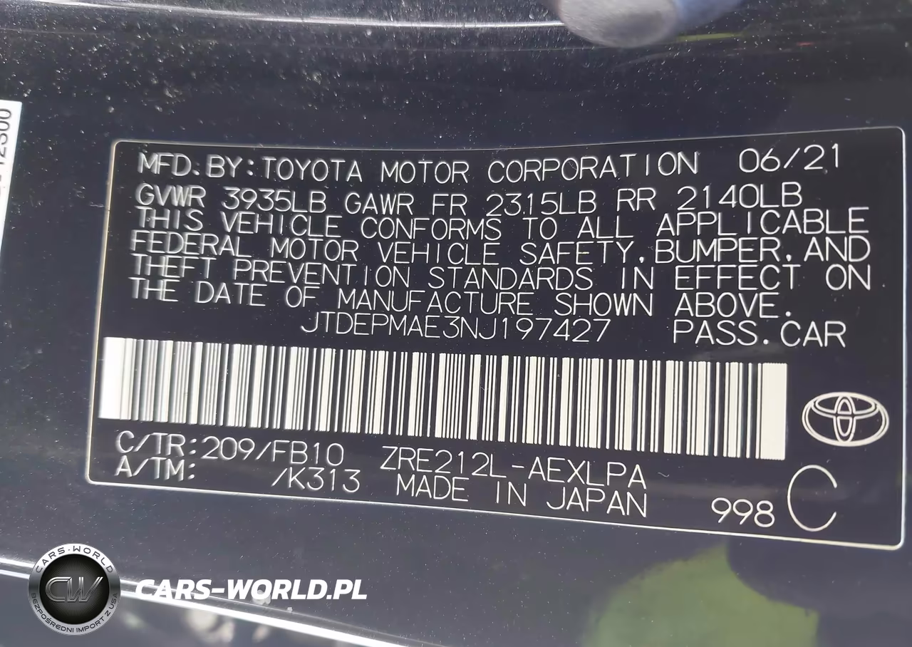 2022 Toyota Corolla Le VIN:JTDEPMAE3NJ197427 - 9