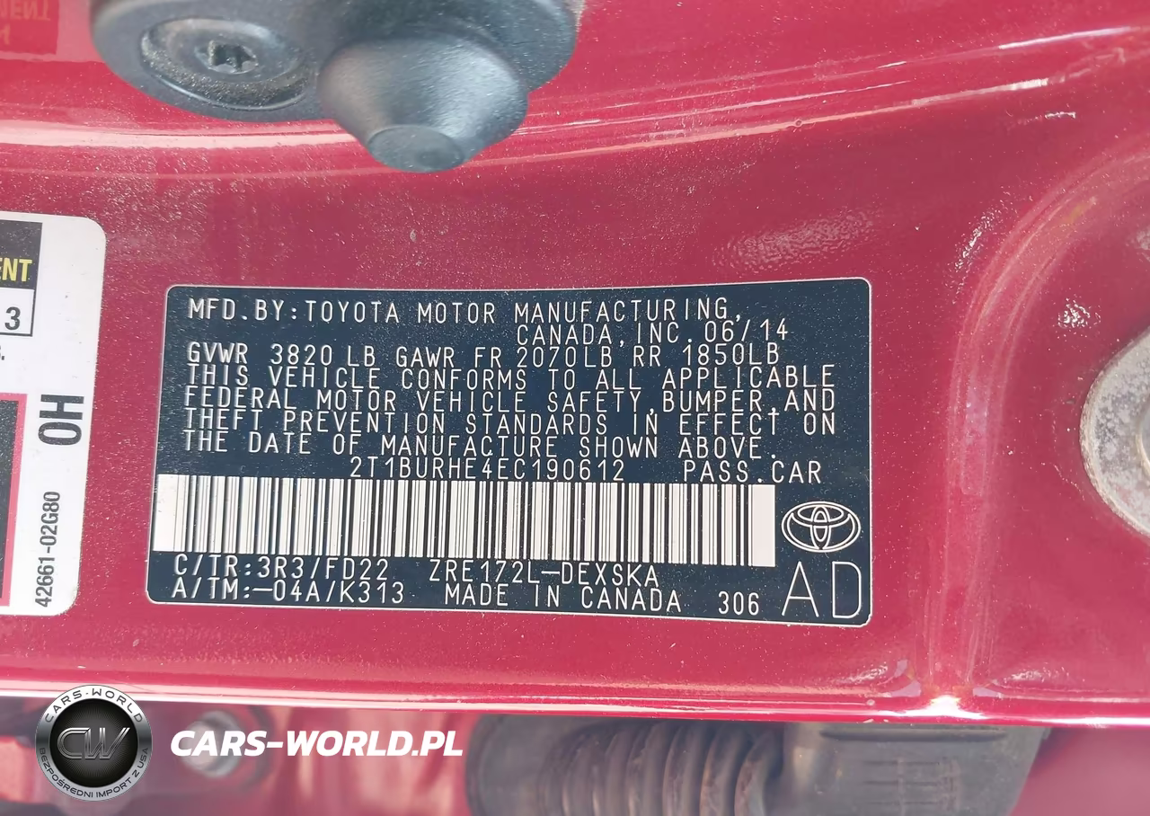2014 Toyota Corolla S Plus VIN:2T1BURHE4EC190612 - 9